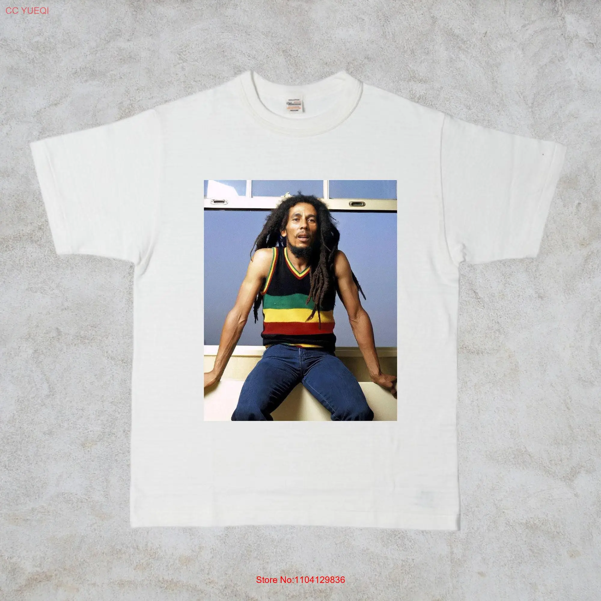 Vintage Bob Marley Reggae T Shirt in White long or short sleeves