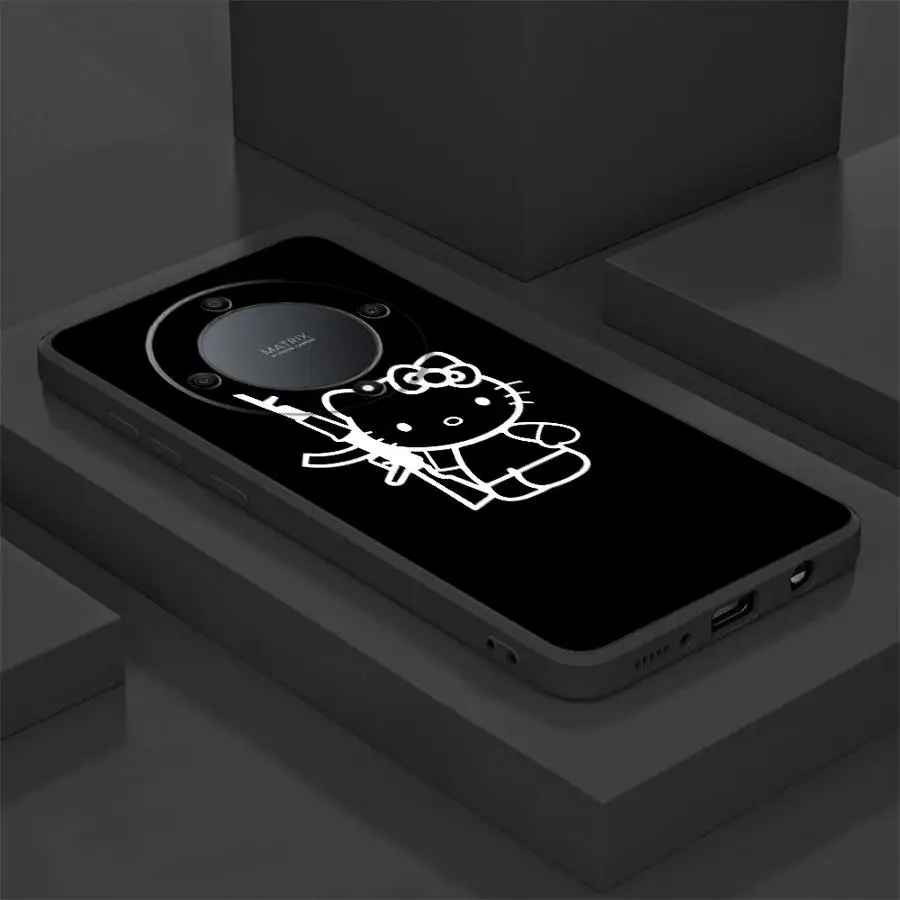 Funda de teléfono suave negra de Hello Kitty de dibujos animados para Honor Magic5Lite X6 70 8X X7 X9a 90 200 400 Lite X5b X8