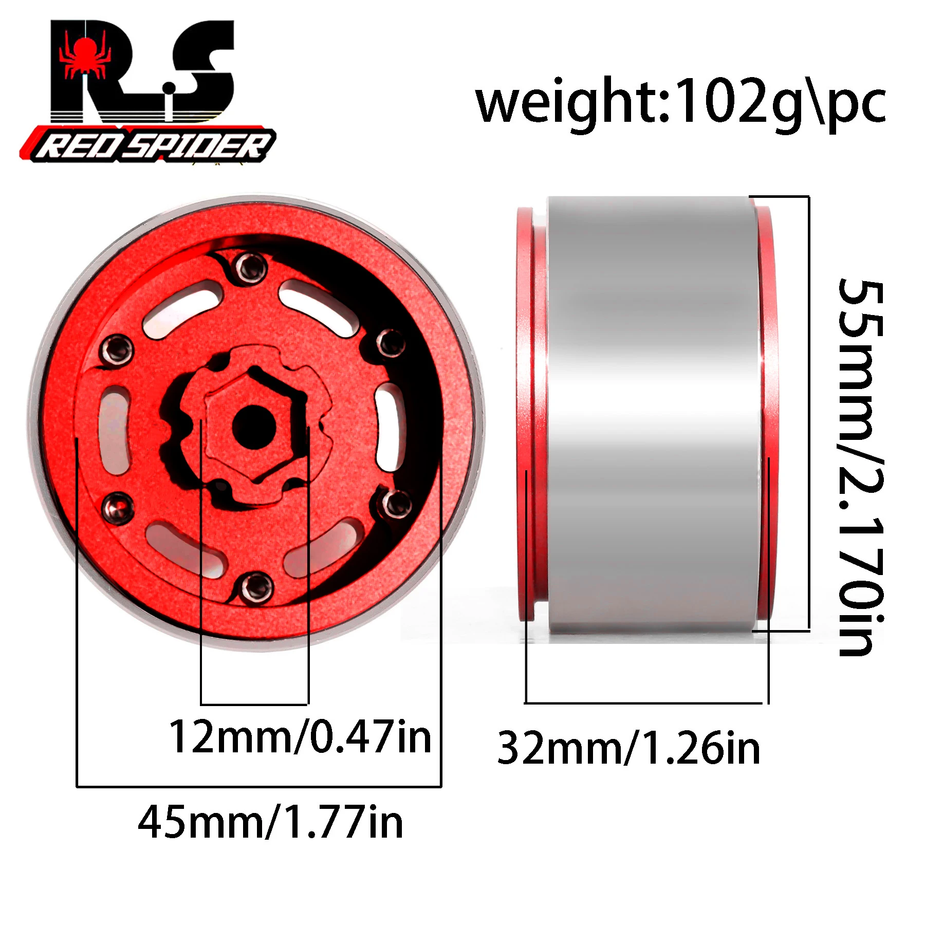 Cerchioni Beadlock 1.9 dal design vintage (4 pezzi) Mozzo ruota in lega di alluminio da 1,9'' per cingolato RC 1:10 SCX10 90046 SCX10 III TRX4 TRX6