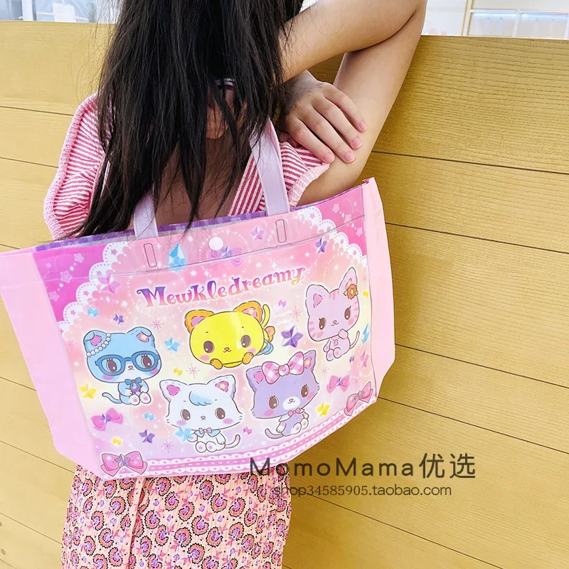 Cute Mewkledreamy Cat Beach Bag PVC Hand Bags for Women Girls Kawaii Clear Transparent Toto Bag Waterproof Anime Handbags