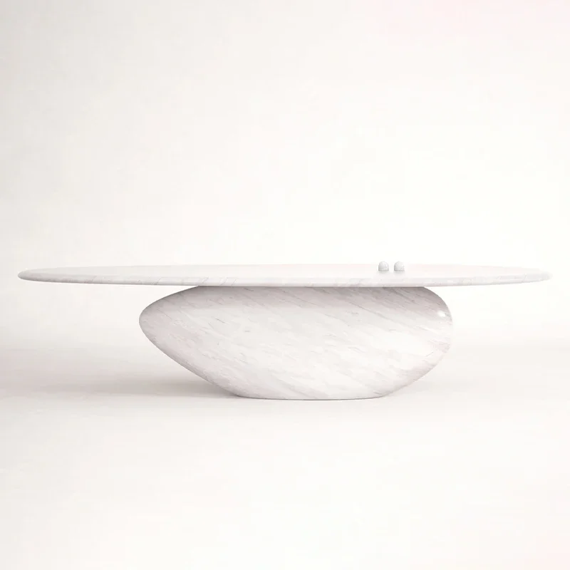 #Popular Natural White Marble Irregular Dining Table, Waterproof Custom Decorative Stone Furniture for Home & Restaurant