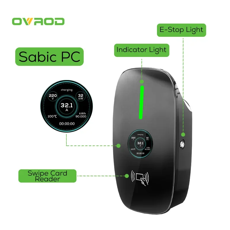 Зарядное устройство Ovrod Ev 32a, 1 фаза, 3 фазы, 7 кВт, 11 кВт, 22 кВт, зарядная станция типа 2, с кабелем 5 м, автомобильное зарядное устройство для электромобиля M