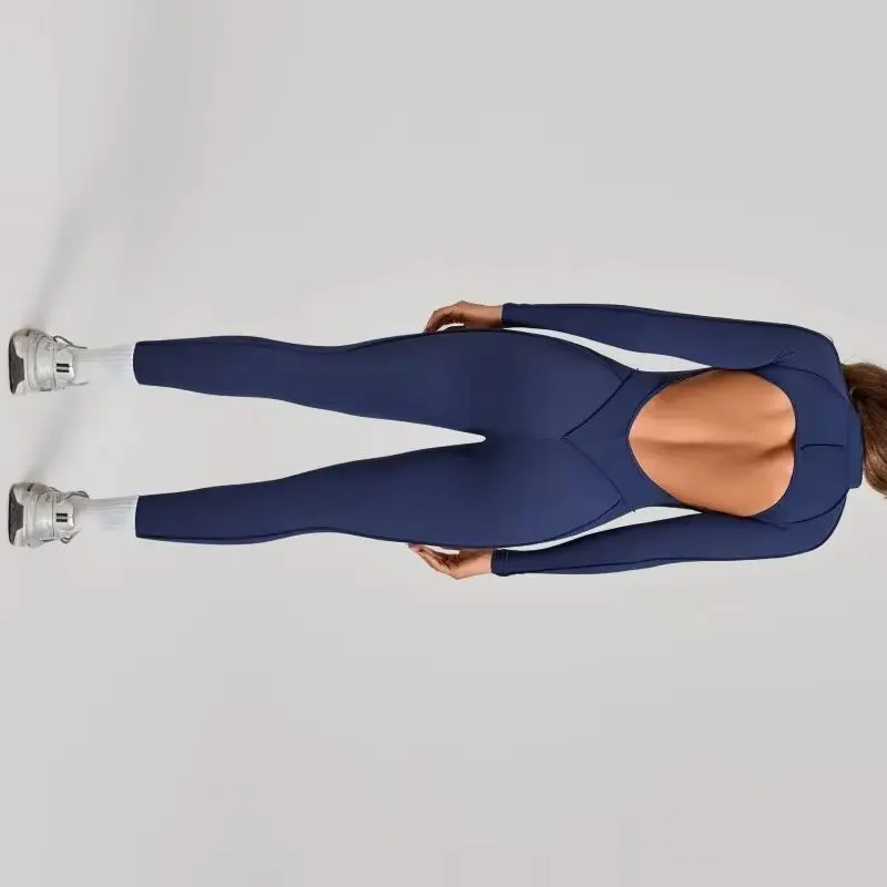 Gym Clothes Workout Set Half-zip Spring Long Sleeve Breathable Activewear Jumpsuit For Women Bueaty Back Scrunch Butt Bodysuit