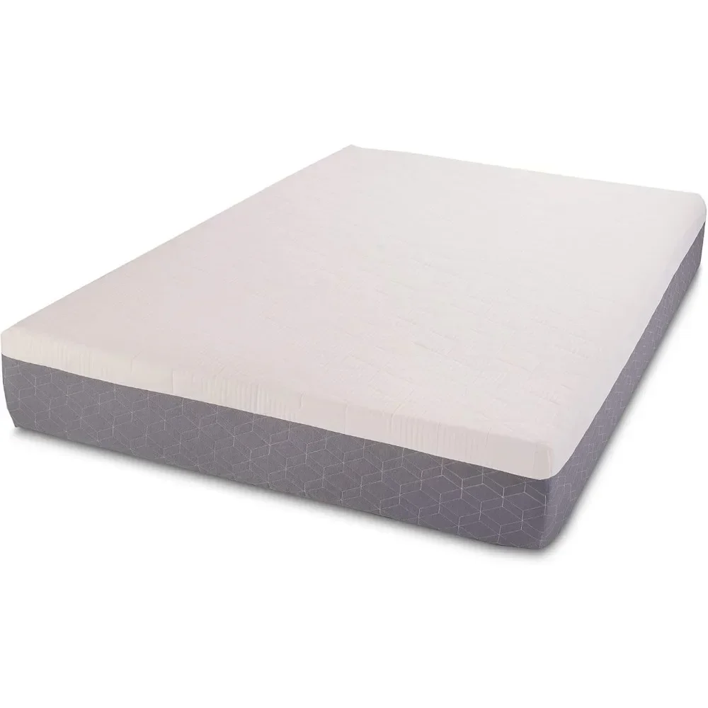 Cooling gel memory sponge mattress, medium hardness, CertiPUR-US certification, 12 inch, extra large, white/gray