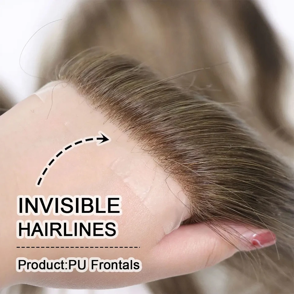 Toupee de Hombre Lacio Marrón 0.06mm Estilo V Línea Frontal para Hombres 15cm Cabello Humano Piel PU Ultra Delgada Prótesis Capilar Masculina 3