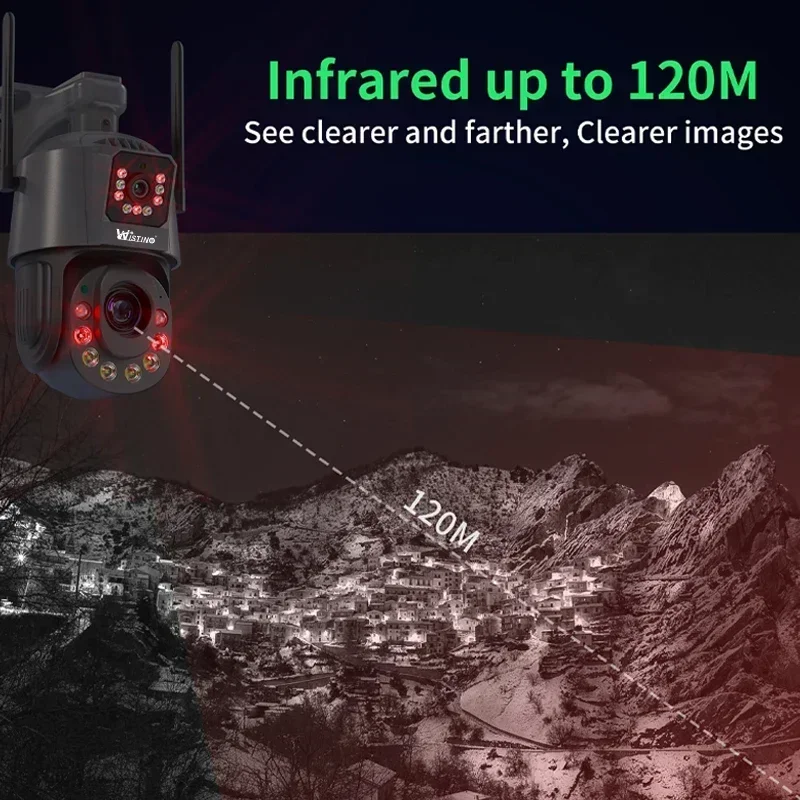 Wistino 6k Icsee 50x ซูมไร้สาย 4G กล้องวงจรปิด Night Vision เสียงน่ากลัวกล้องเครือข่ายกันน้ํากลางแจ้ง