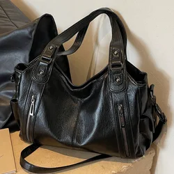 Two Layer Large Capacity Shopping Bag Women's Handbag High Quality Soft Leather Tote Bags Fashion Retro Female Shoulder bolsa 가방