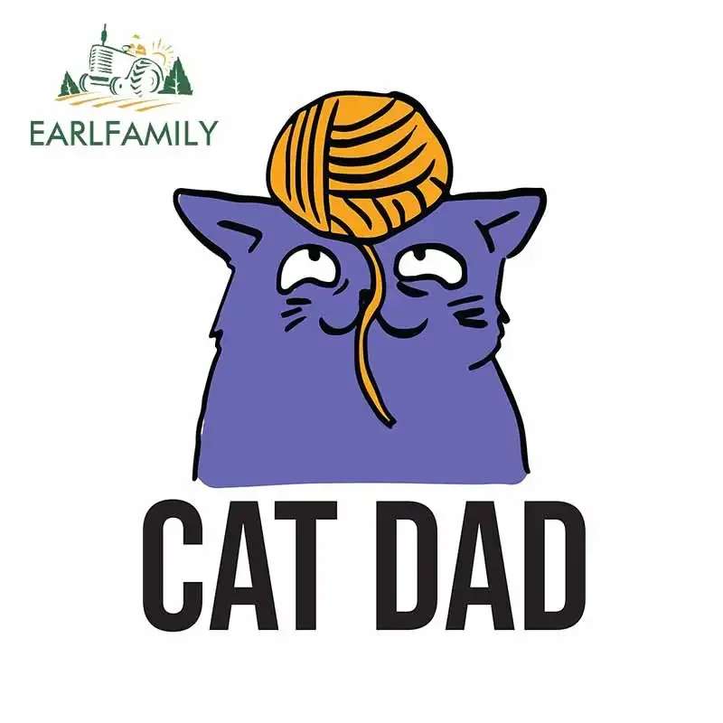 

EARLFAMILY 13cm x 10.5cm Cat Dad Pet Car Stickers Personality Woolen Ball Motorcycle Decal Creative Refrigerator Car Styling