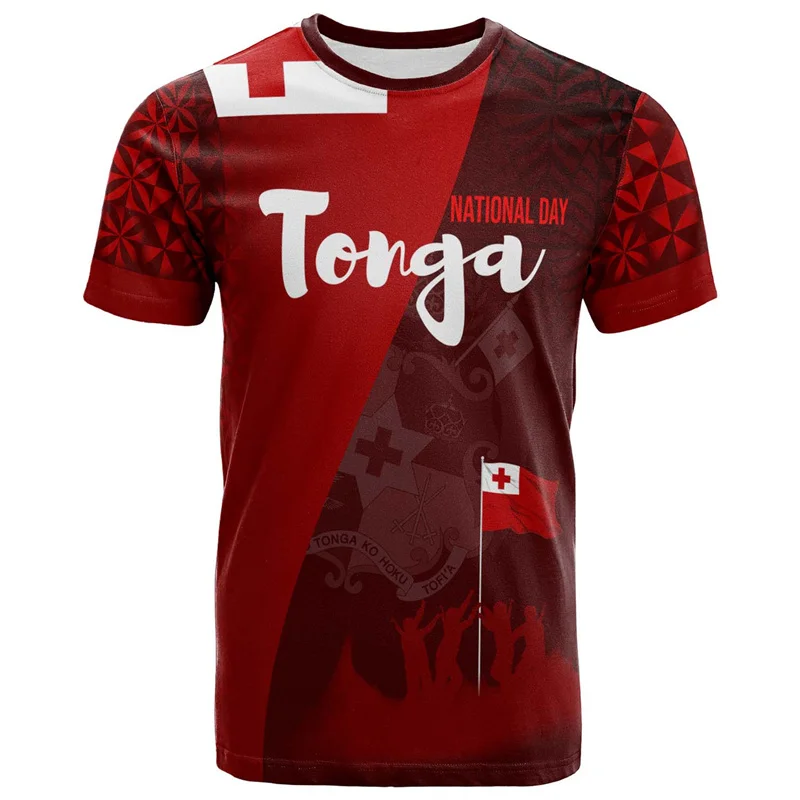 Harajuku Summer 3D The Kingdom Of Tonga Printing T Shirt Oceania Tonga National Day Graphic T-shirts Fashion Mens Clothing Tees