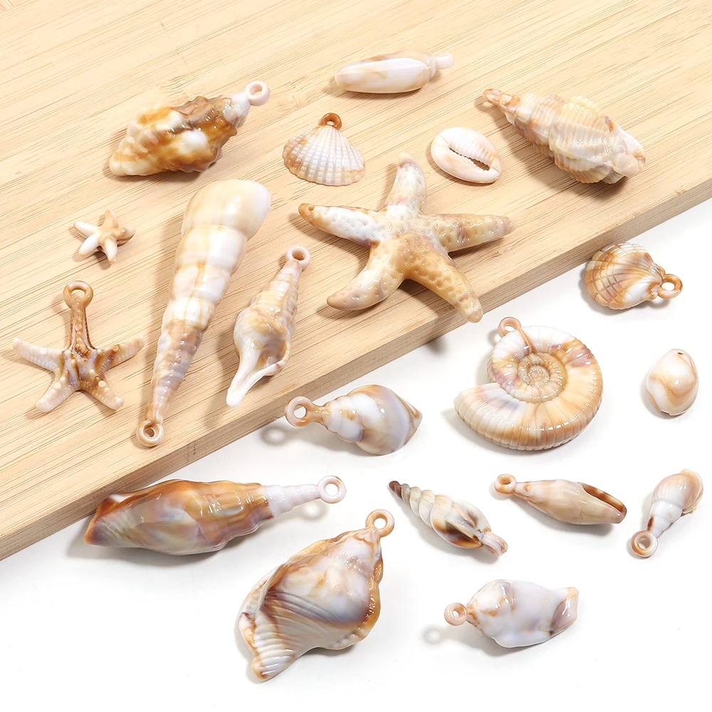 10-100pcs Natural Shell Acrylic Charms Ocean Conch Starfish Seashell Pendants For Jewelry Making DIY Bracelets Keychain Supplies view 6