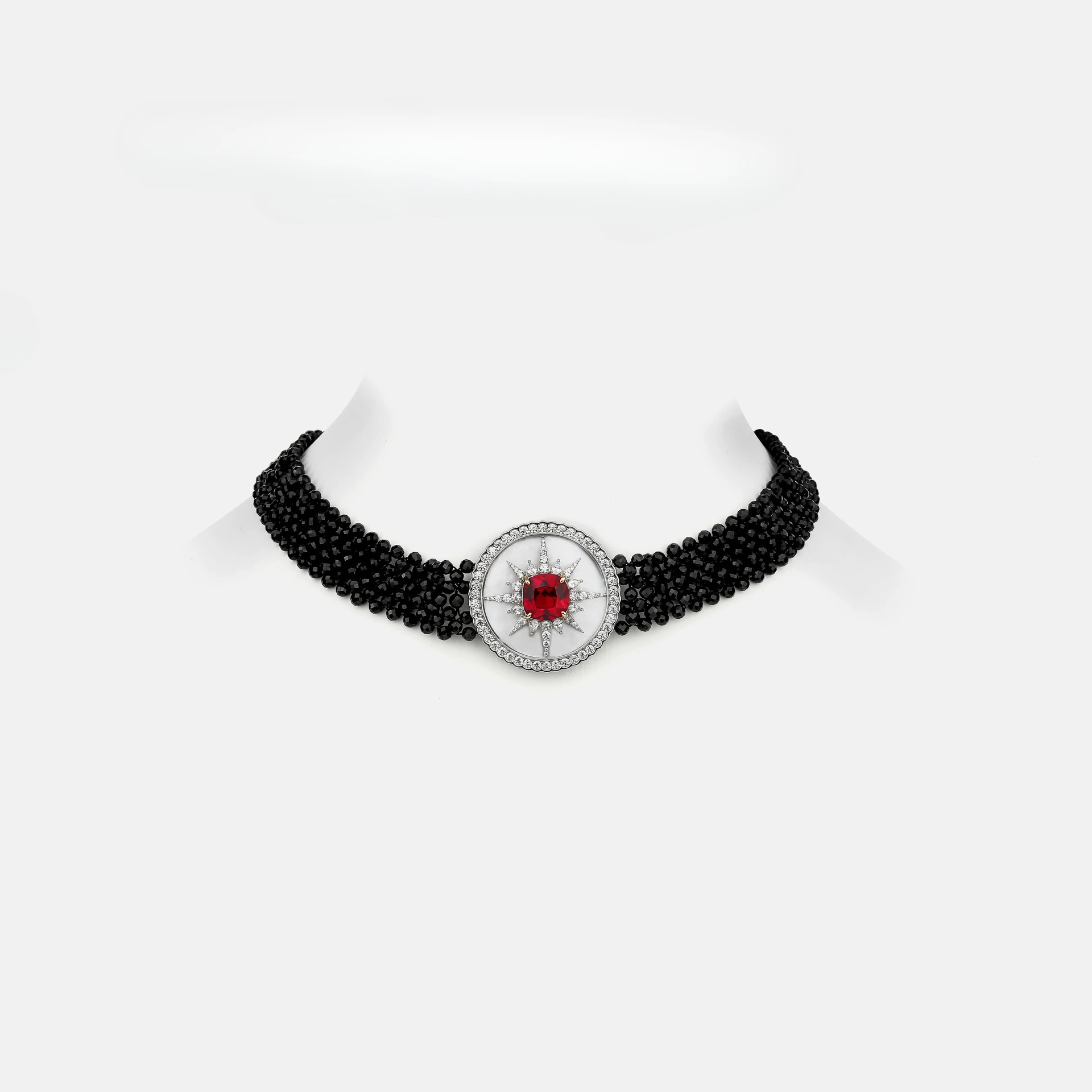 New Black Pointed Crystal S925 Pure Silver Multi-layer Necklace, Women's New Temperament Necklace, Wedding Jewelry