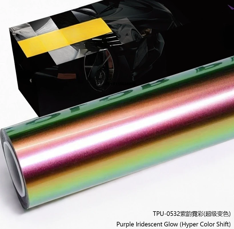 TPU Purple  Iridescence Glow Color PPF High Quality Car Film Color Gloss Ppf  Vinyl Wrap Film Car Ppf Tpu Self Healing 7.5MIL