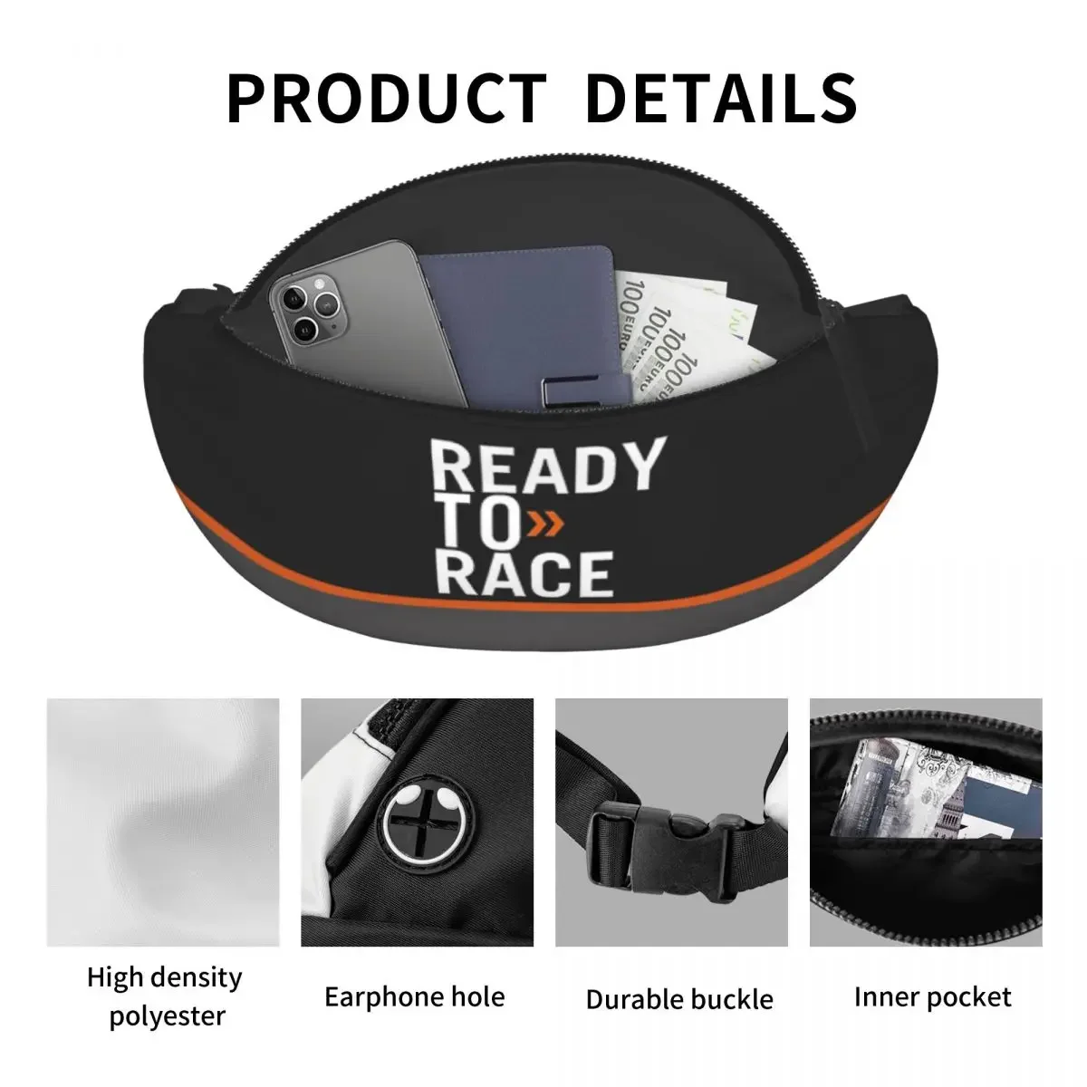 Bolsa de Cintura Crossbody para Homens e Mulheres, Corrida Fanny Pack, Crossbody, Bolsa de Dinheiro, Motocross, Legal, Pronto para Corrida, Enduro Cross, Bicicleta