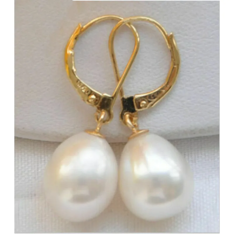 

Huge Japanese Akoya AAAA 10-12mm White Pearl Women's Earrings 14K Gold
