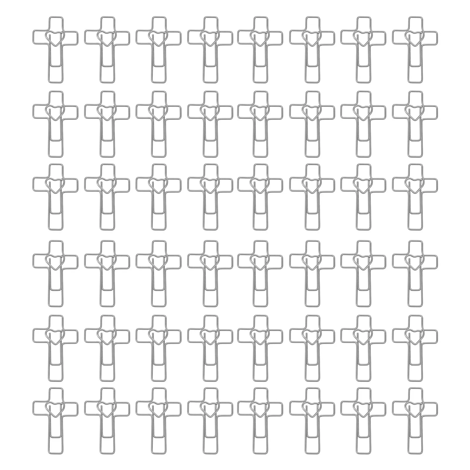 100Pcs Cross Heart Paper Clips Metal Decorative Paperclips for Bible Study Supplies Jesus Bookmark Journaling Memo Planner