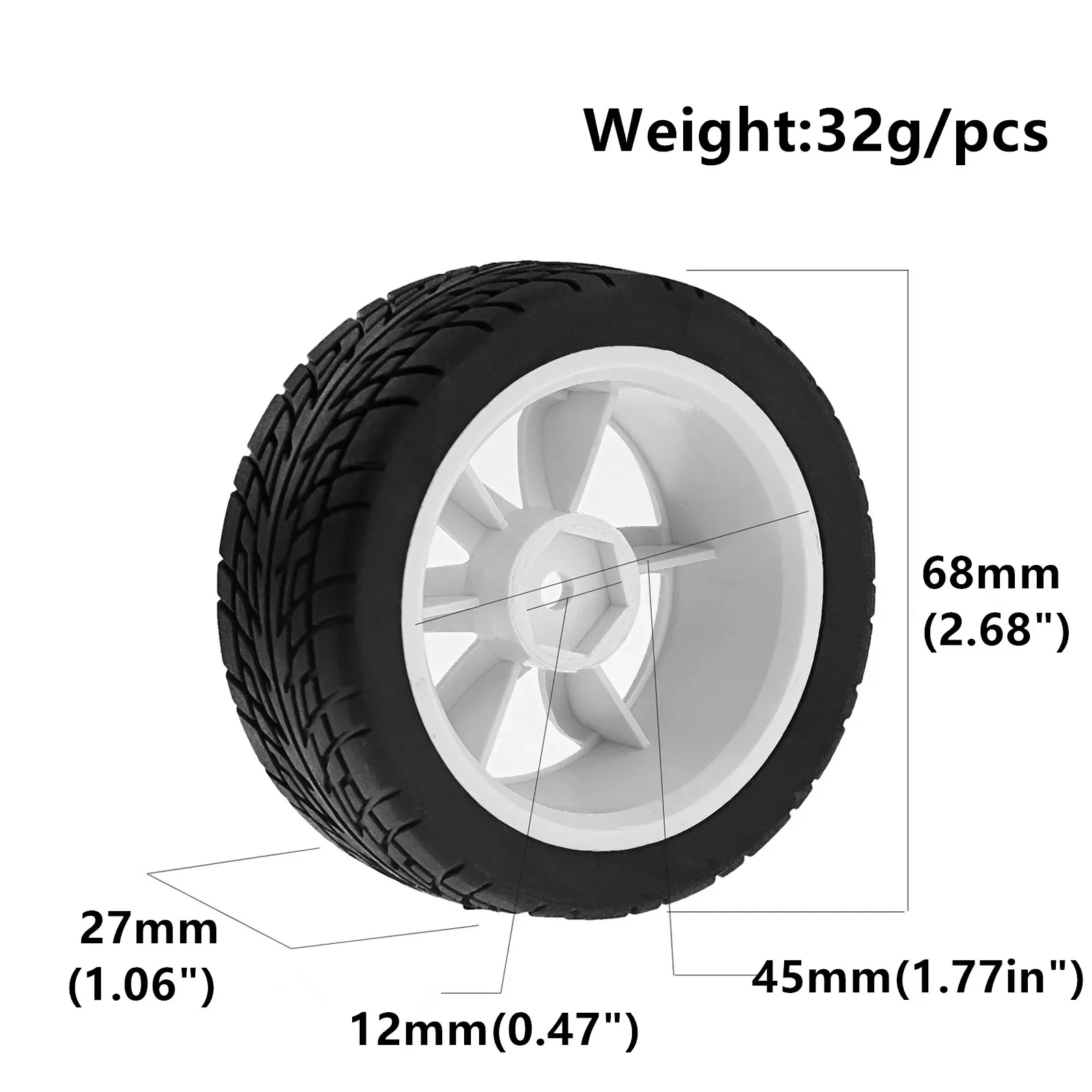 XILEZQF 4PCS 1/10 On Road Rally Tires 12mm Hex Wheels for Tamiya TT01 TT02 XV01 TA06 A959 RC
