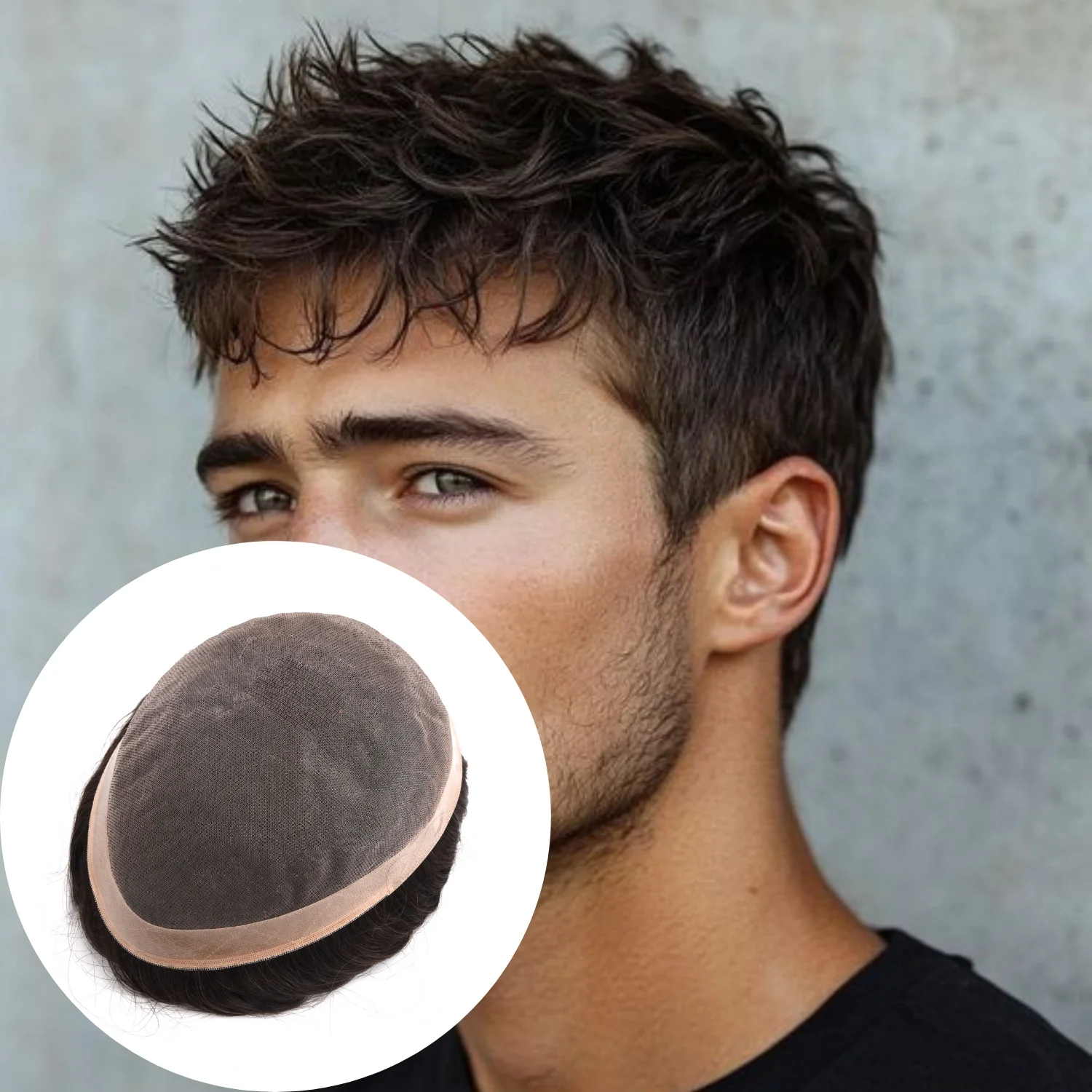 

Мужской капиллярный протез-парик Mono: Натуральные мужские парики из человеческих волос, 6 дюймов, прочный мужской протез из человеческих волос, тупе для мужчин