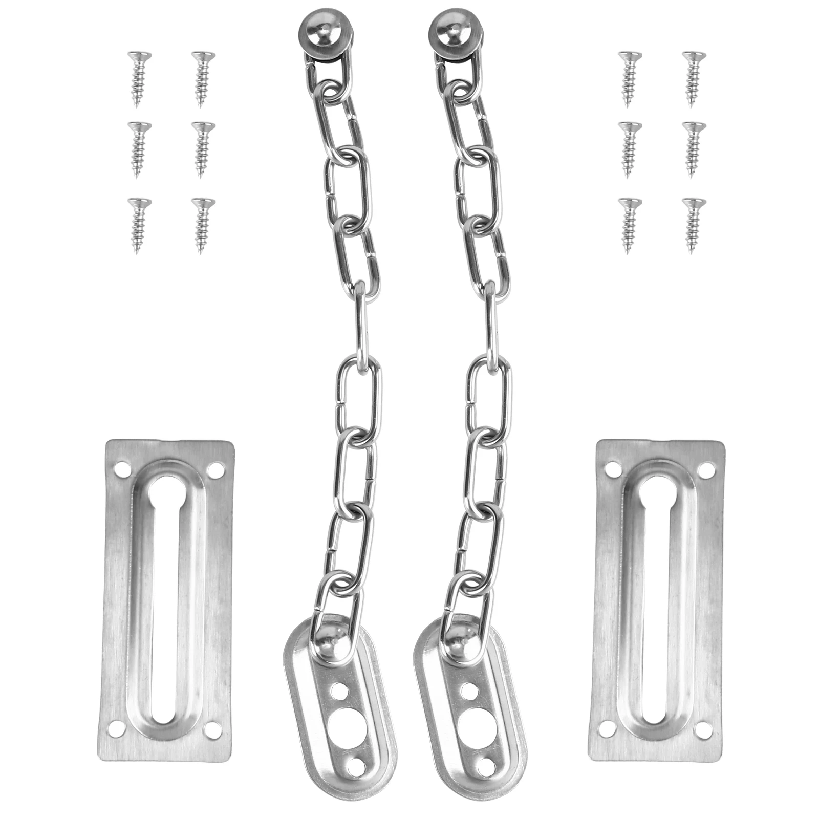 

2Pcs Door Chain Locks Stainless Steel Heavy Duty Security Chain Latch Childproof Lock for Home Heavy Duty Door Latch
