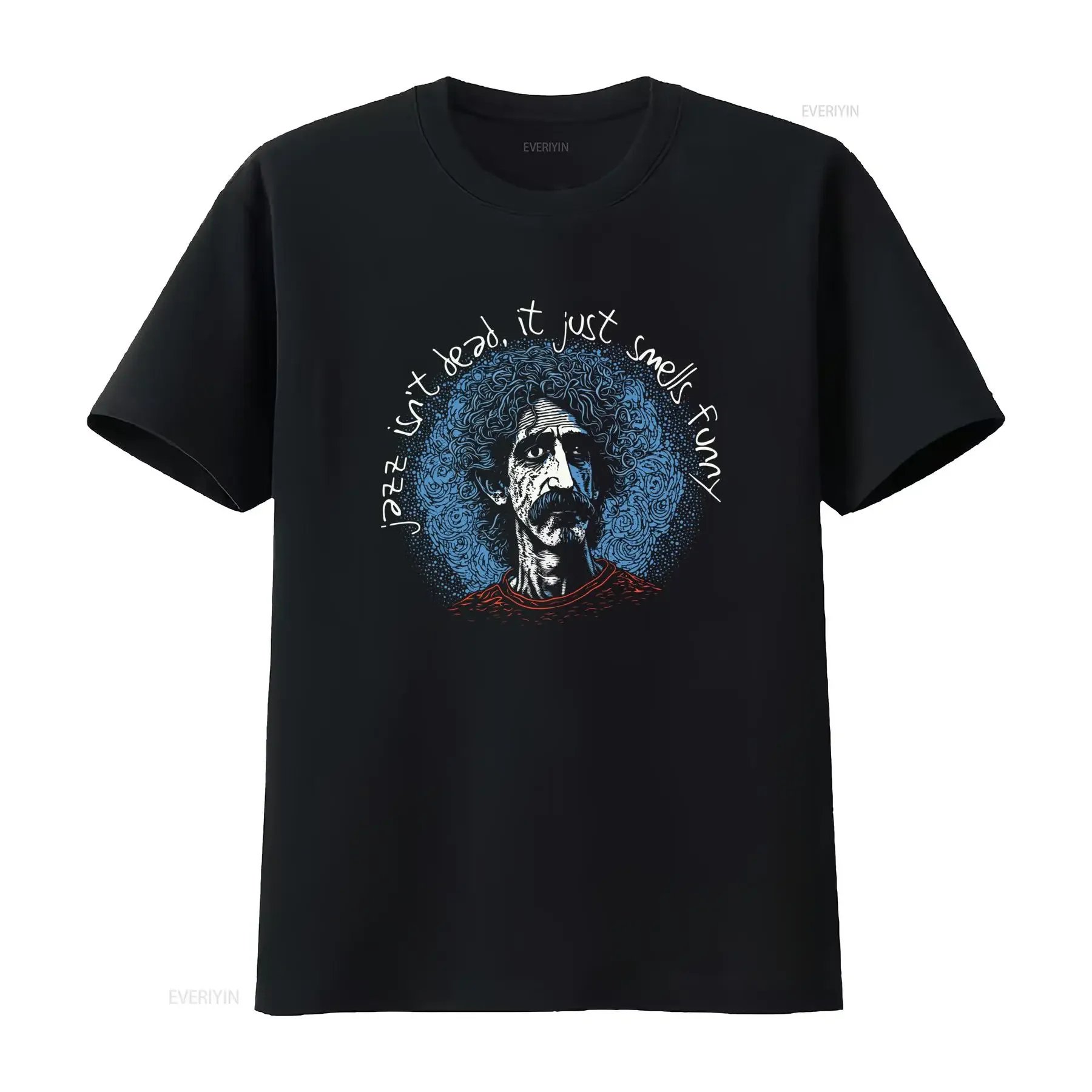 T shirt musicale di Frank Zappa con la celebre frase 'Jazz Is Not Dead' Realizzata in tessuto pesante puro questa maglietta