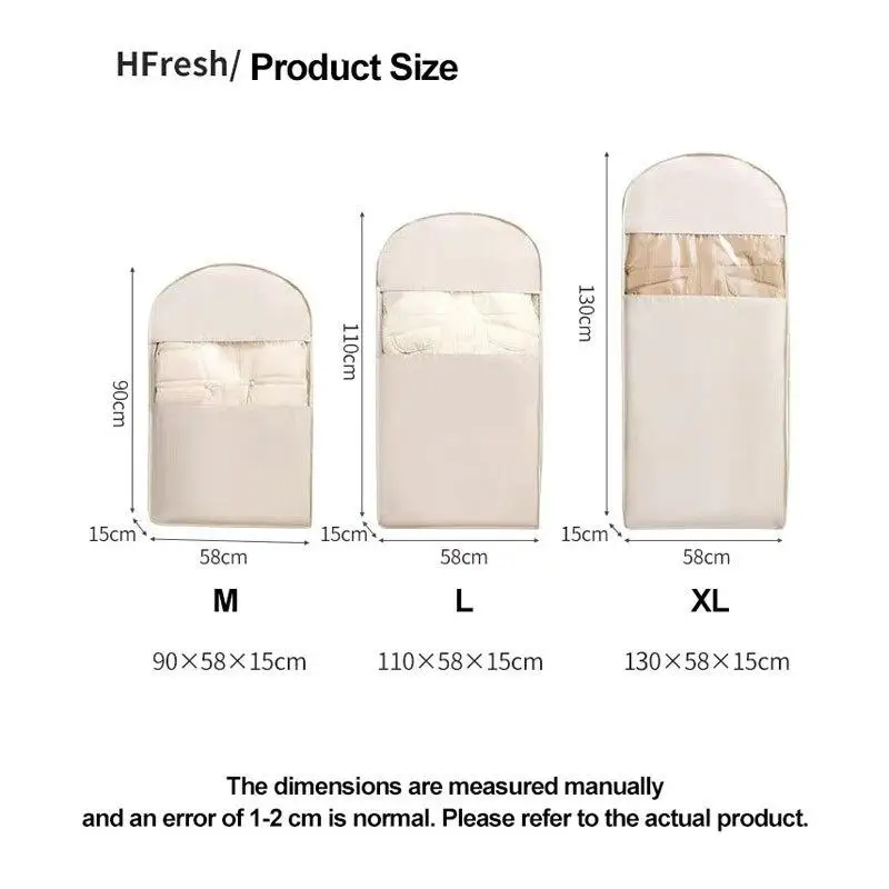 Clothing Compression Bag Wardrobe Organizer Down Jacket Compression Storage Bag Dust Cover Closet Clothes Organizer Bag〔White〕
