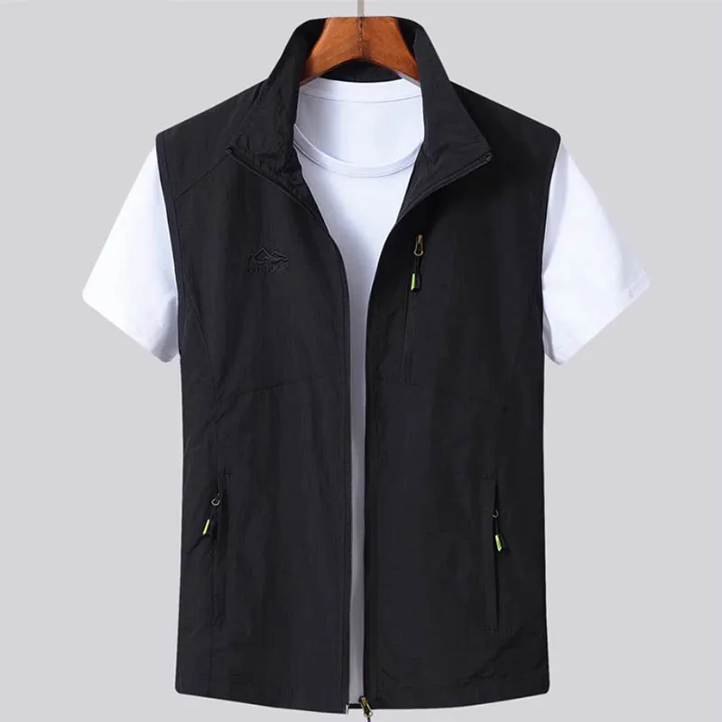 Fashion vintage vest outdoor wear clip sleeveless vest coat men all match loose 2024 new waistcoat