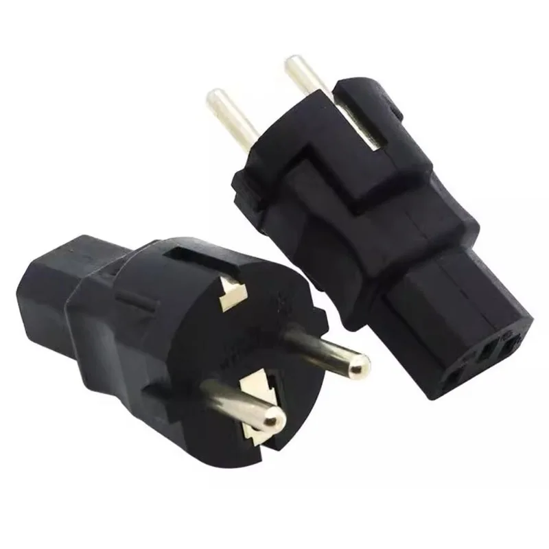 Black EU TO IEC320 C13 Power Adapter Plug Europe Germany 4.8MM Male to C13 Female PDU UPS Power Plug Converter