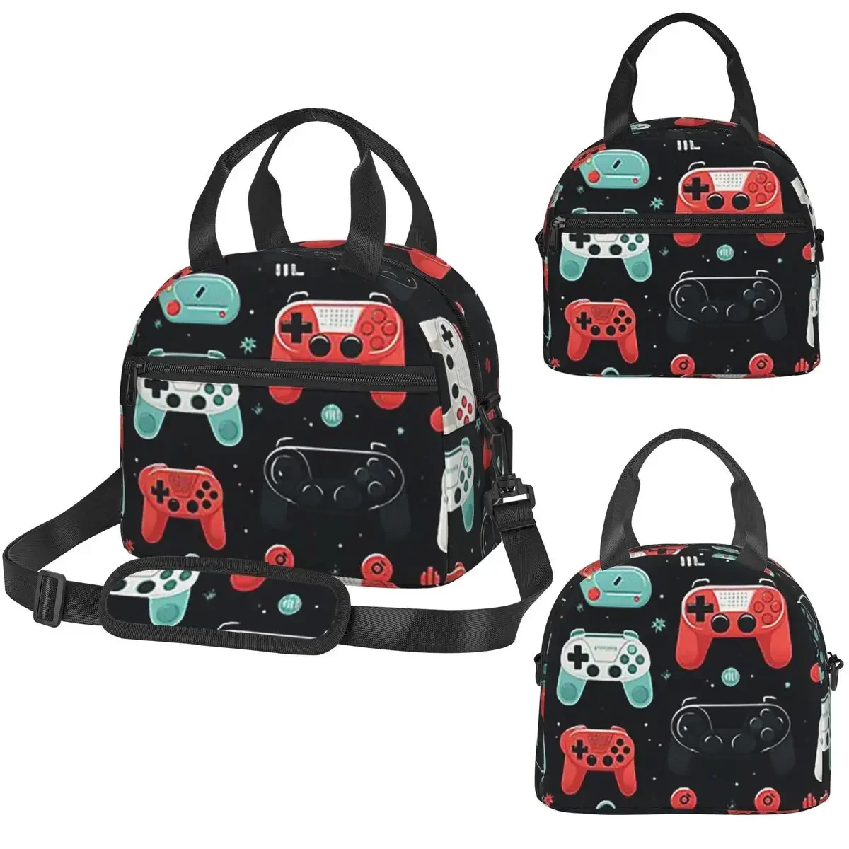 Gaming Pattern - Game Controllers Insulated Lunch Bag for Women Office Cooler Thermal Box Tote Leakproof Lunch Boxes