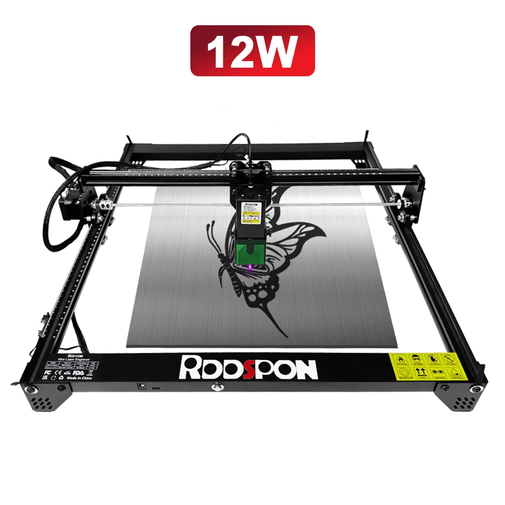 Rdspon gravador a laser 12w 22w potência óptica cnc roteador de madeira máquina corte diy aço inoxidável impressão couro acrílico