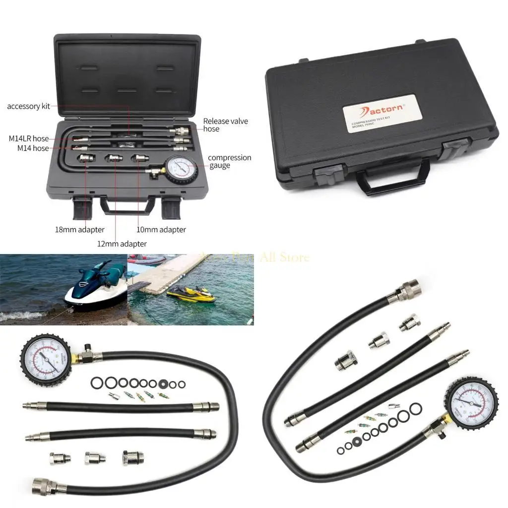 

J0MA Compression Tester for Gasolines Engines, Comprehensive Set with Storage Case