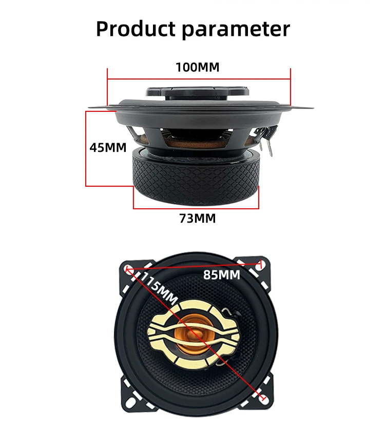 KL-40B Clear Good Sound Coaxial 4Inch Car Door Speaker 2 Way 100W Best Quality Audio System for cars (1pair 4inch speakers)