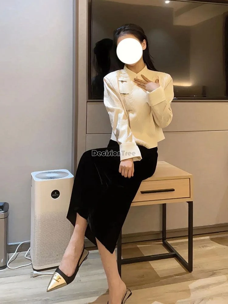 2024 gentle temperament chinese zen clothing set new french style mature lady daily garment simple vintage elegant two-piece set