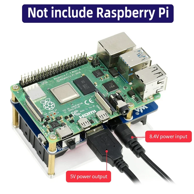 BoMaSRaspberry Pi UPS HAT (B) 5V Uninterruptible Power Supply 5A High Current Pogo Pins Connector For Pi 4B 3B+ 3B