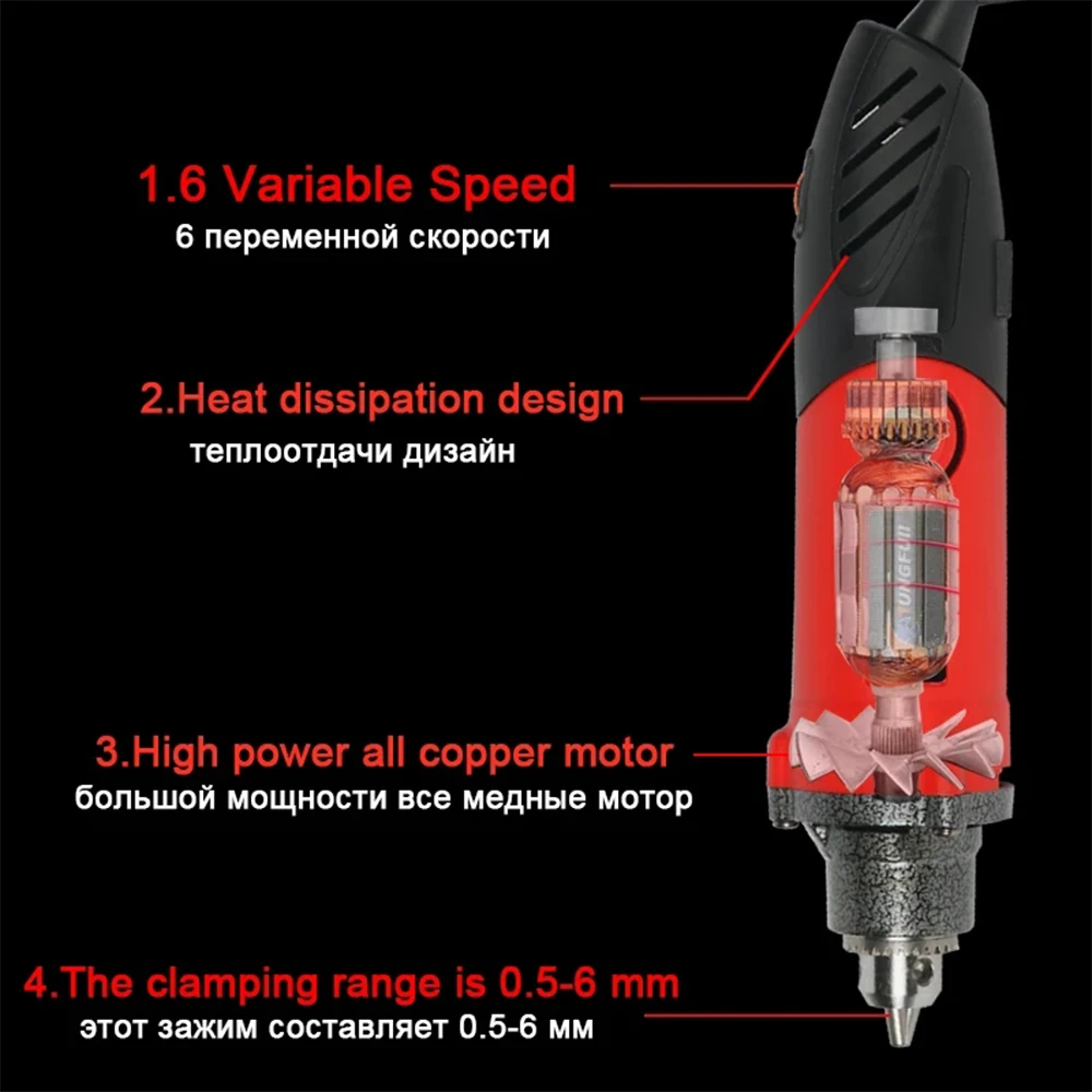 220V Electric Drill Engraving Drill Handheld Drill Angle Grinder Machine Mini Drill Grinder Tools Variable Speed for Polishing