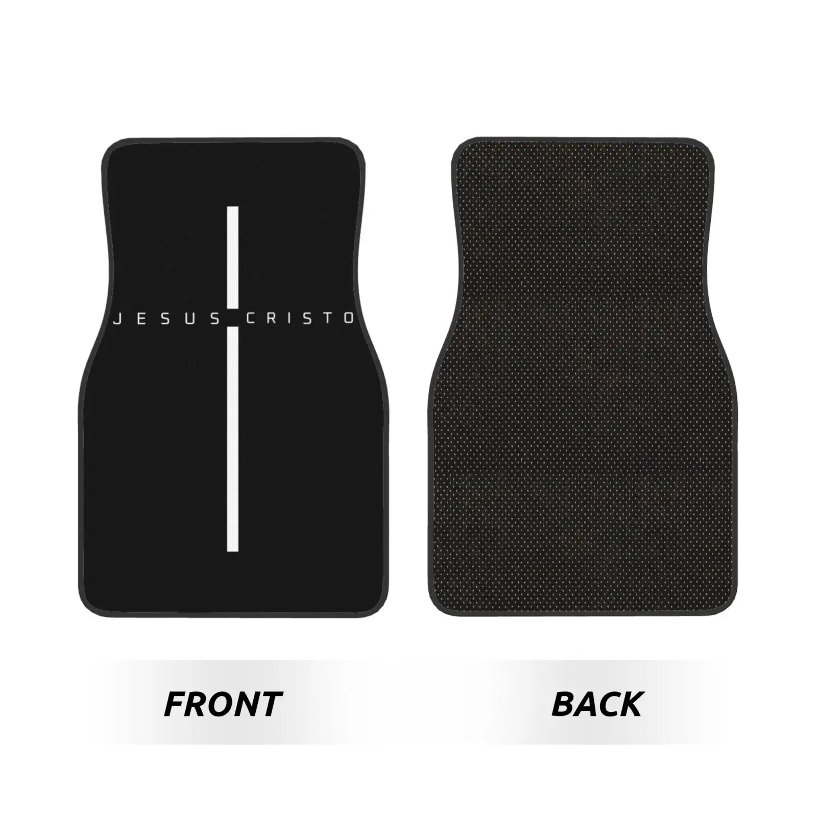 Jesus Christ Cross Print Car Floor Mats Non-Slip Carpets Rugs Front & Rear Car Foot Mats Set of 4 Pieces Auto Accessories Decor