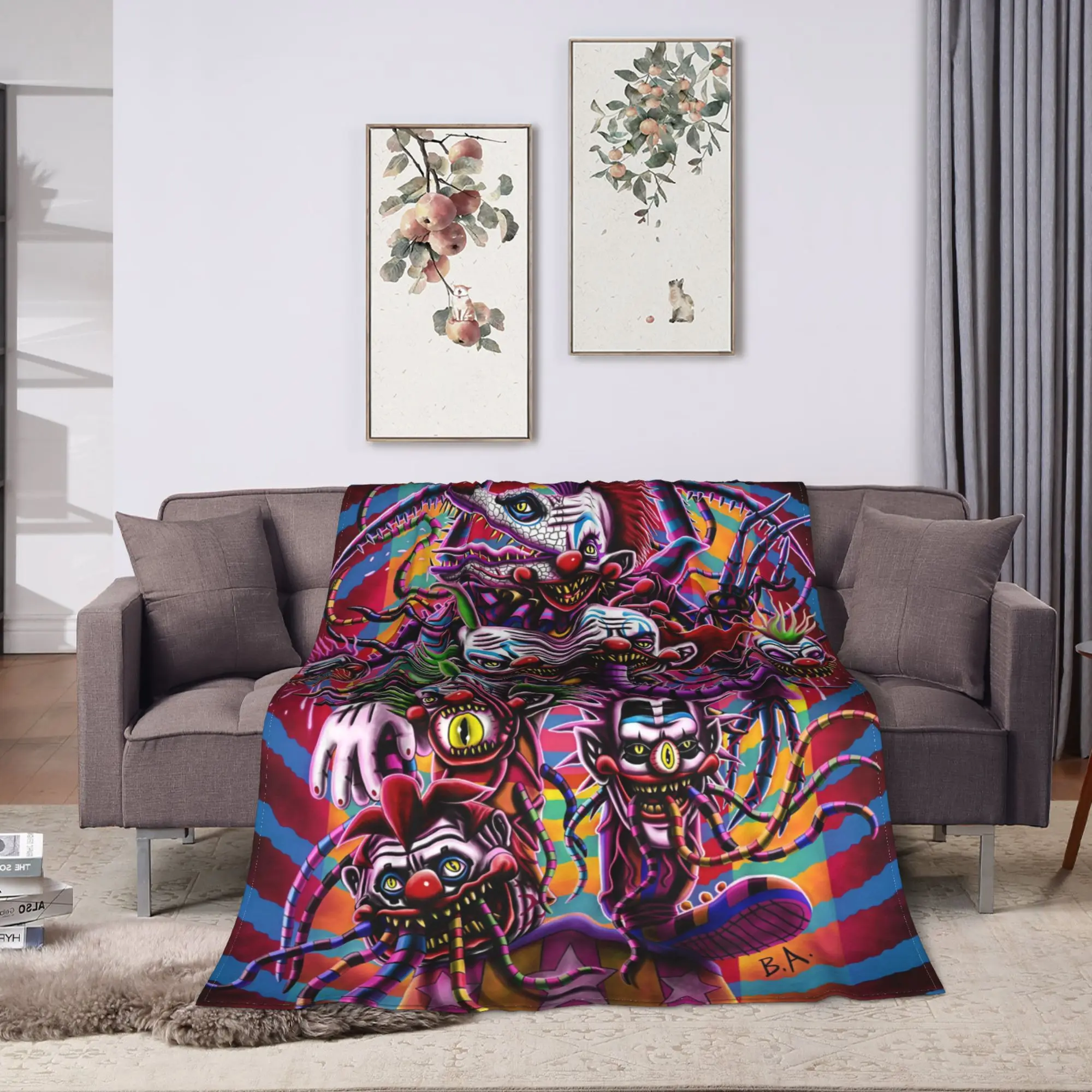 Killer Klowns From Outer Space Wax Blanket Super Soft  Bedding Throws Winter Travel Office Couch Chair Aesthetic Bedspread