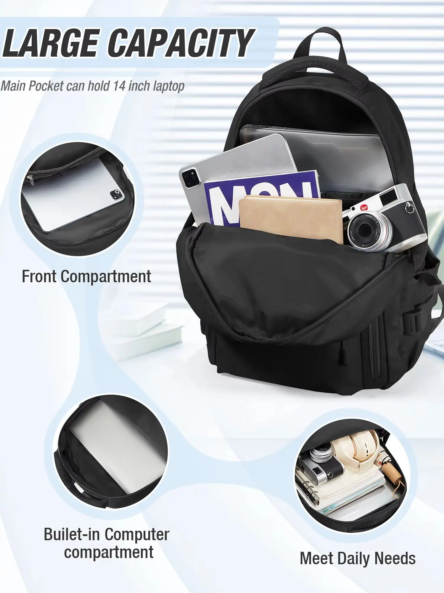 Ransel Kasual Ringan, Ransel Laptop 15,6 Inci, Ransel Sekolah Kampus Perguruan Tinggi untuk Wanita Pria, Tas Buku Multipocket Lucu untuk Anak Perempuan