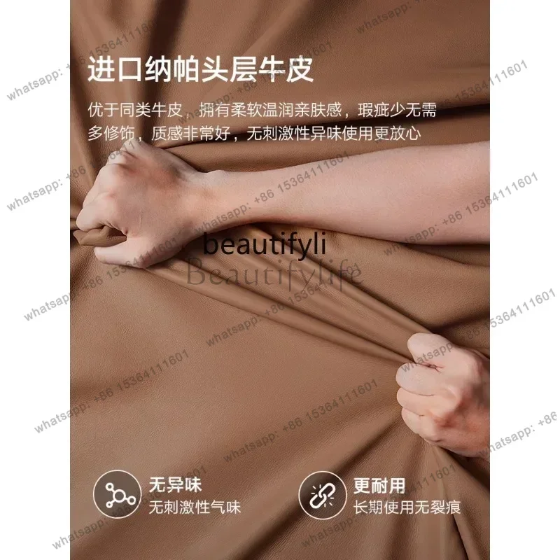Factory Direct Leather sofa first layer cowhide modern simple light luxury straight row elephant ear sofa
