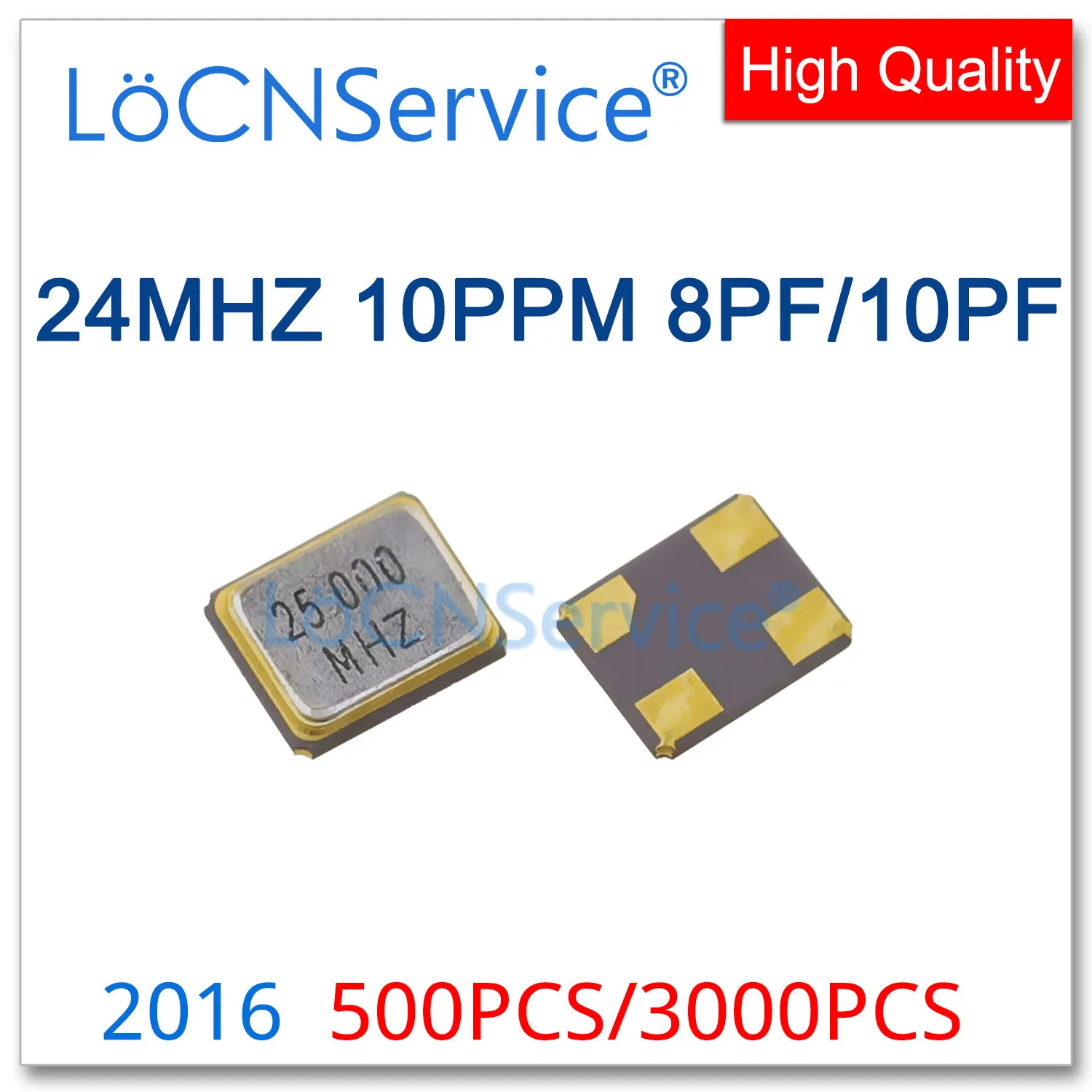 24MHz 8PF 10PF 10PPM 500PCS 3000PCS SMD Passive quartz crystal oscillator 4Pin 2016 24.000mhz 24M Resonators