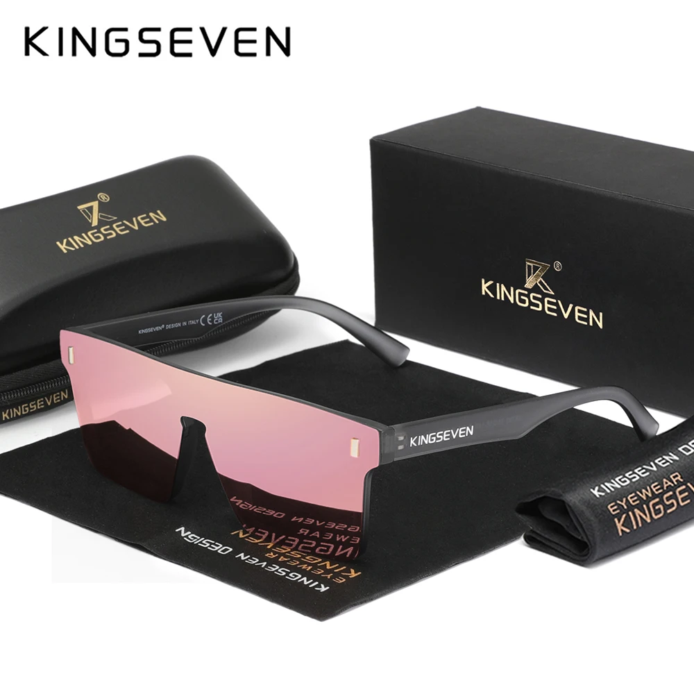 

KINGSEVEN Rimless Square Large Frame Sunglasses Women Men Fashion UV400 Glasses Trendy TR90 Causal Driving Outdoor Eyewear