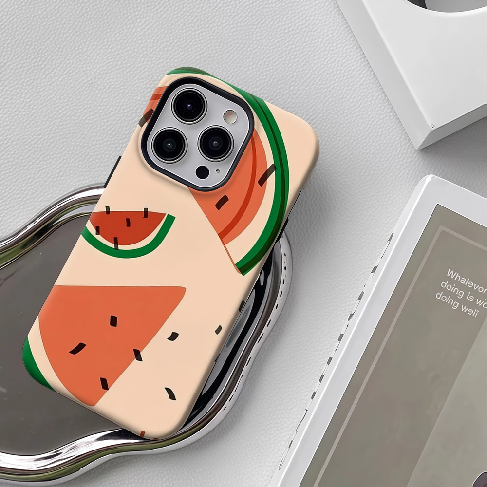 شرائح البطيخ IPhone17 يجب أن يكون لهاتف IPhone 17 16 15 14 13 12 11 Pro Max Plus غطاء خلفي مزدوج الطبقة