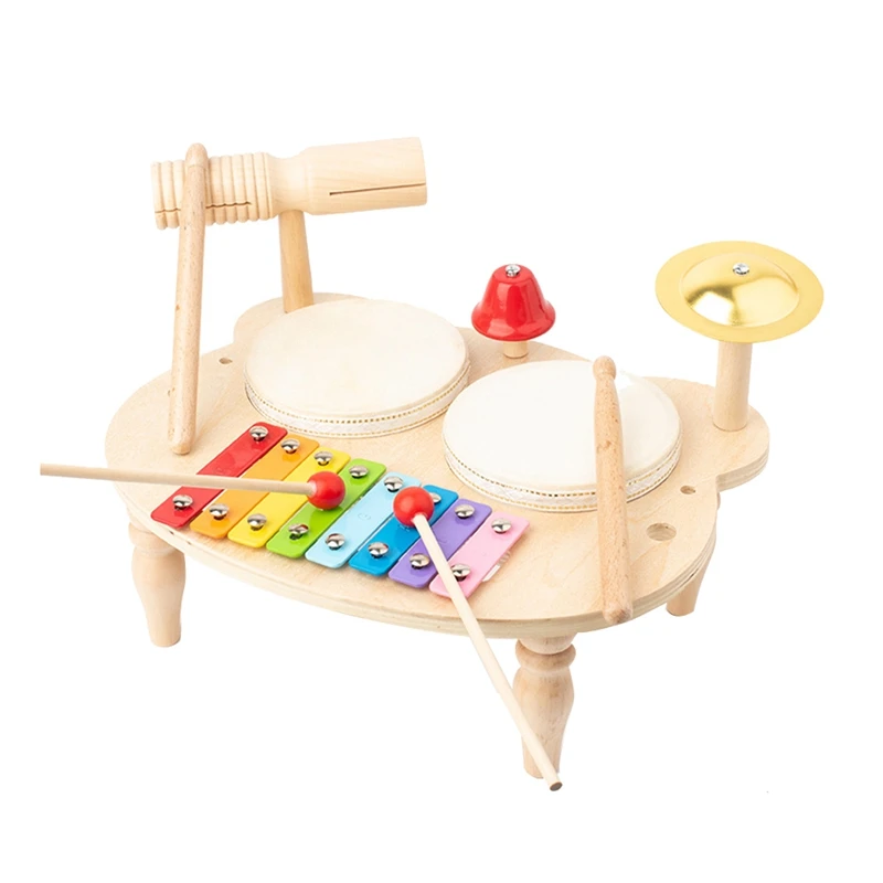 

1Set Drum Set For Kids Musical Toys Kids Musical Instruments Sensory Toys Wood Color