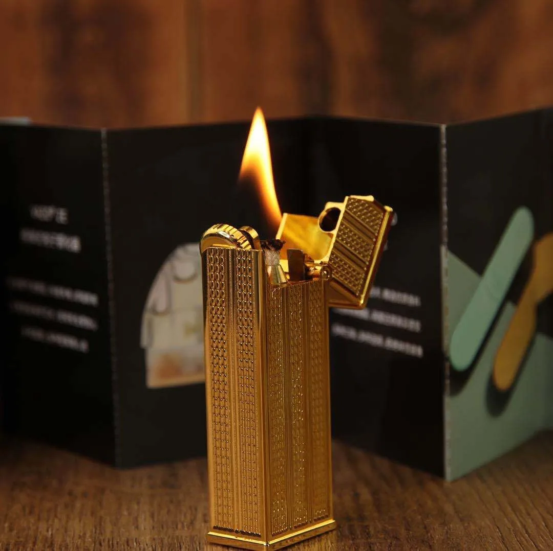 Side sliding inclined rubbing wheel flip kerosene lighter Pure copper metal windproof lighters  Best Birthday Gift