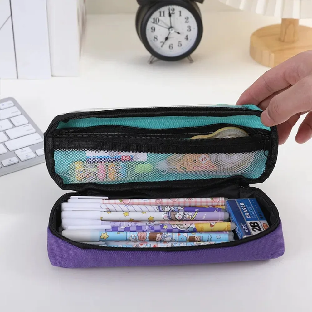

Personality Canvas Stationery Bag Large Capacity Multi Layer Pencil Case Students School Supplies Pen Pouch Signature