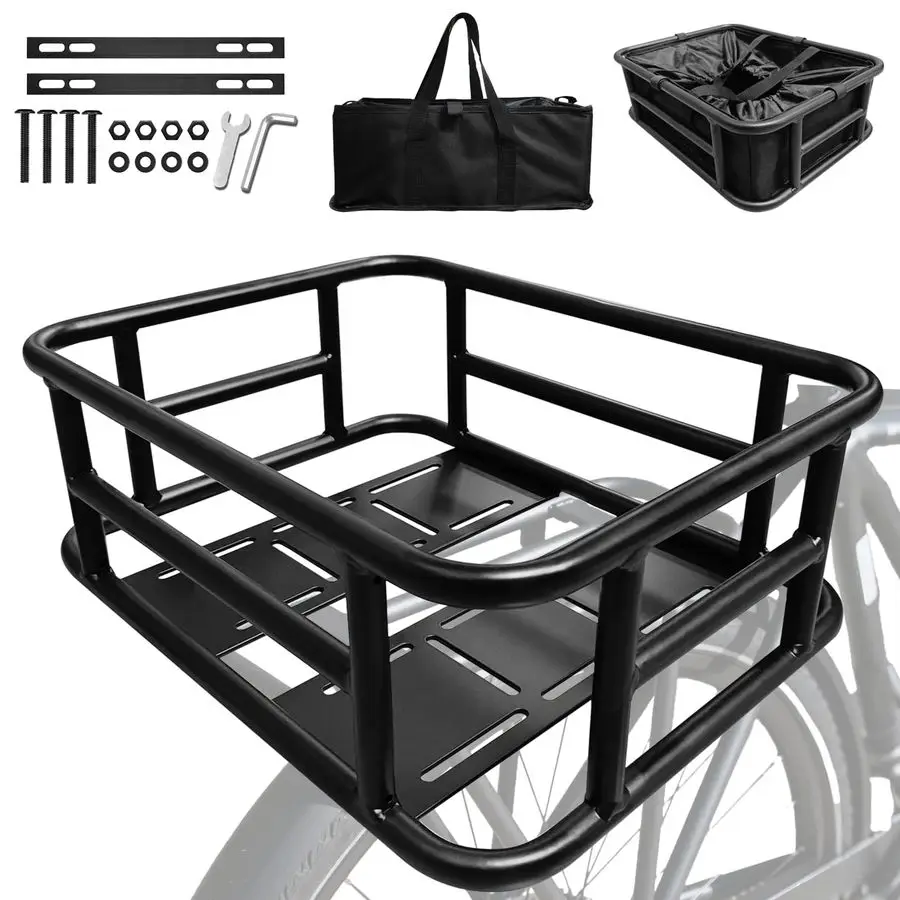 

Задняя велосипедная корзина с вкладышем, сверхпрочная большая корзина для электровелосипедов и обычных велосипедов