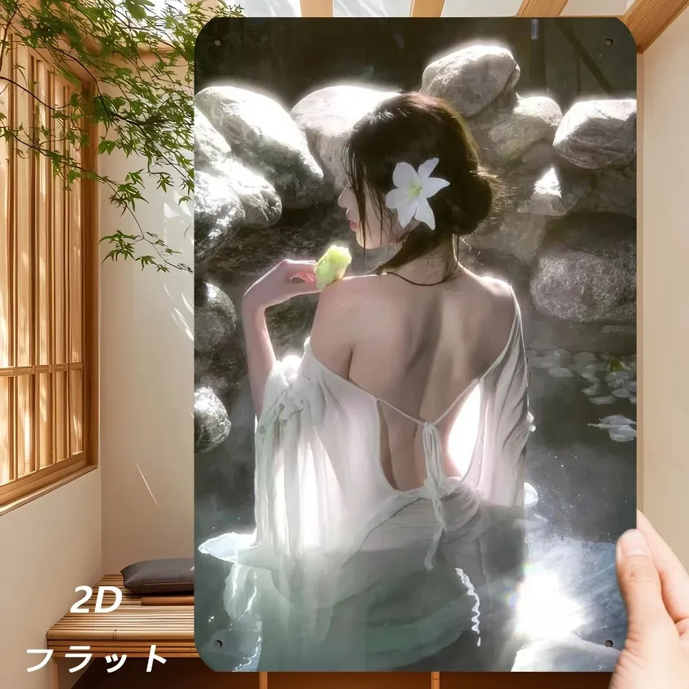 

Vintage Art Deco Wall Decor, White Dress Lady Metal Sign - Perfect 2026 Ramadan & Valentine's Decor, Retro Housewarming Birthday