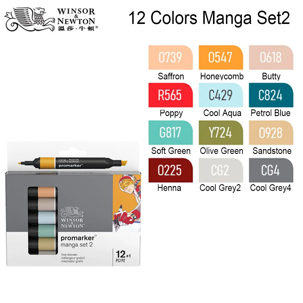 WINSOR & NEWTON Alkoholbasierte Promarker 6/12/24/48/96 Farben Set Doppelspitzen-Markerstifte Design Pro Marker für Künstler – Detail 33