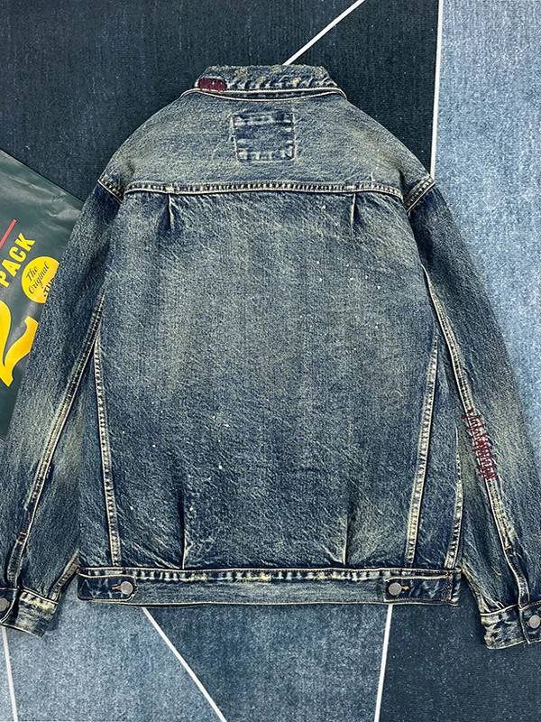Autumn New American Retro Heavyweight Denim Cargo Jacket Men's Fashion 100% Cotton Washed Old Multi-pocket Leisure Outerwear