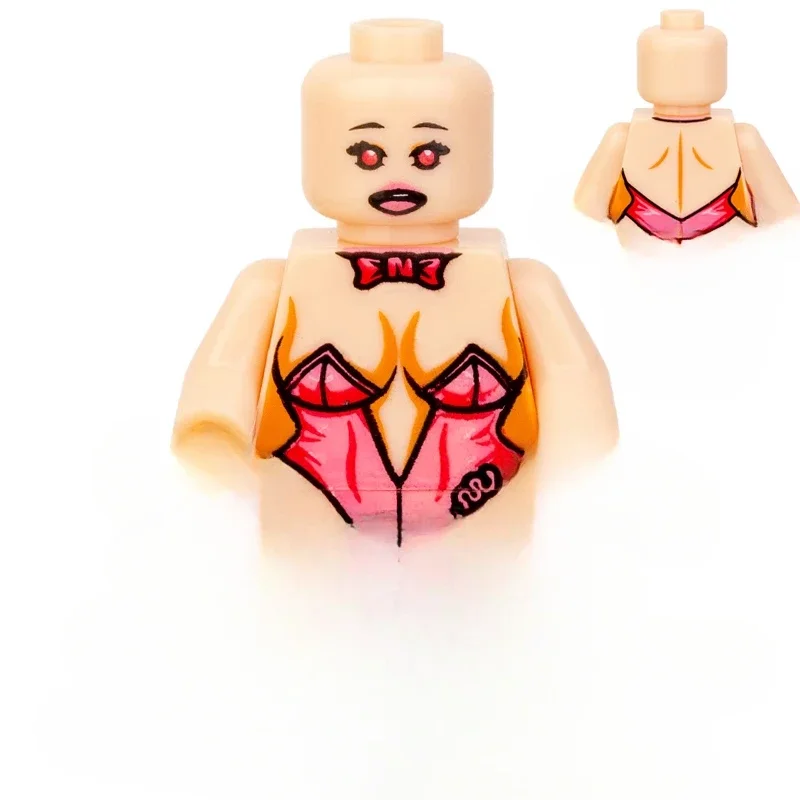 MOC Doll Sexy Maid Doll Blocks Cartoon Karaoke Girl Cowboy Bunny Third Party Building Block Toy Swimsuit Vegan Body