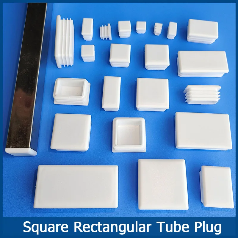 

1-10pcs White Square Rectangular Pipe Tube Cap Plastic Tubing End Cap Glide Insert Blanking End Plug 25/30/32/38/38/40/50/60mm