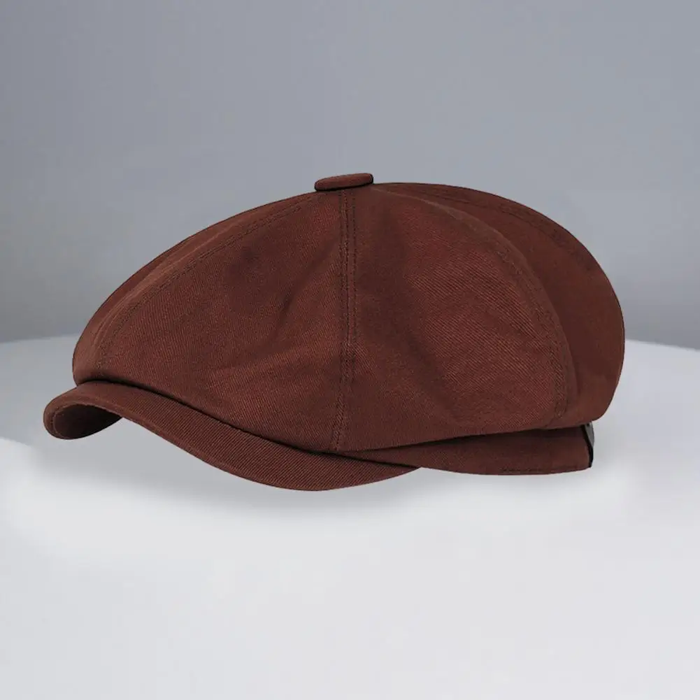 Ośmiokątny kapelusz Stylowy unisex beret w stylu vintage Lekkie bawełniane nakrycie głowy z zwiniętym rondem Jednokolorowa ośmiokątna czapka dla dorosłych